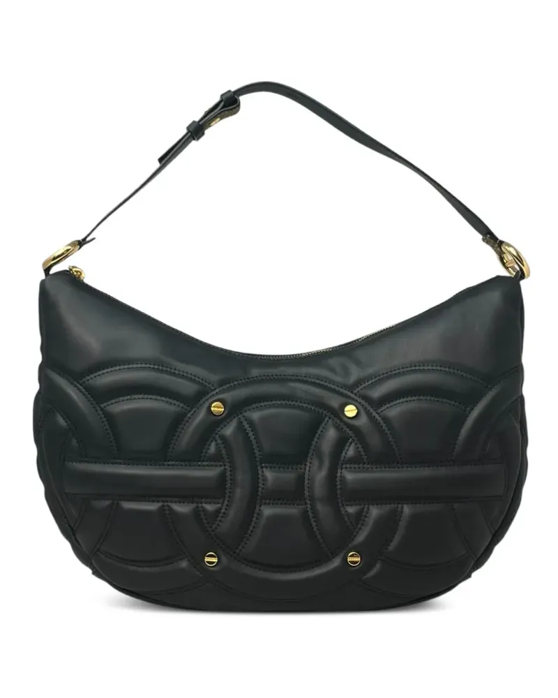 Borbonese Mittelgroße Rondo Schultertasche - Schwarz Schwarz