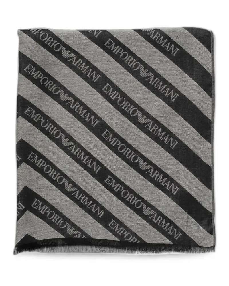 Emporio Armani logo-print chevron scarf - Schwarz Schwarz