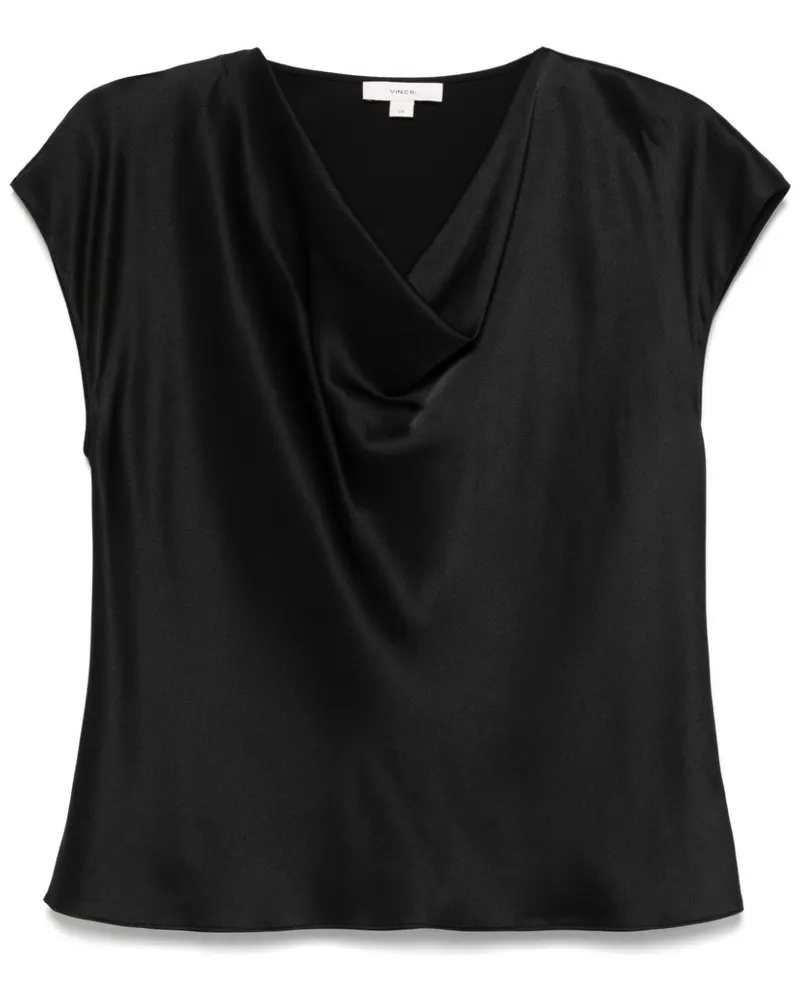 Vince Seidenbluse mit Wasserfallkragen - Schwarz Schwarz
