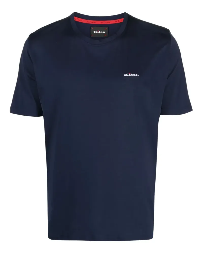 Kiton T-Shirt mit Logo-Stickerei - Blau Blau