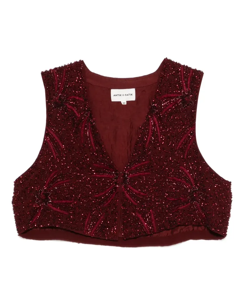 Antik Batik Oberteil mit V-Ausschnitt - Rot Rot