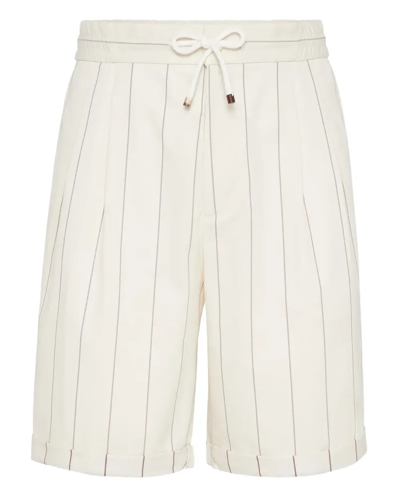 Brunello Cucinelli Gestreifte Bermudas - Weiß Weiß