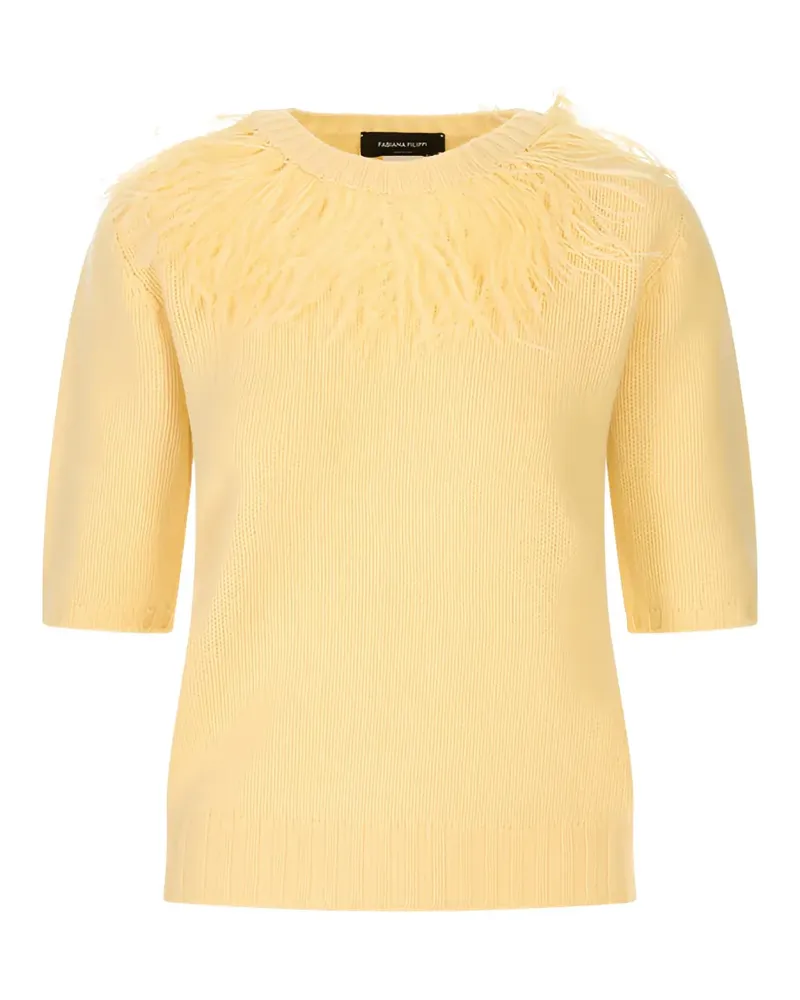 Fabiana Filippi Pullover mit Federbesatz - Gelb Gelb