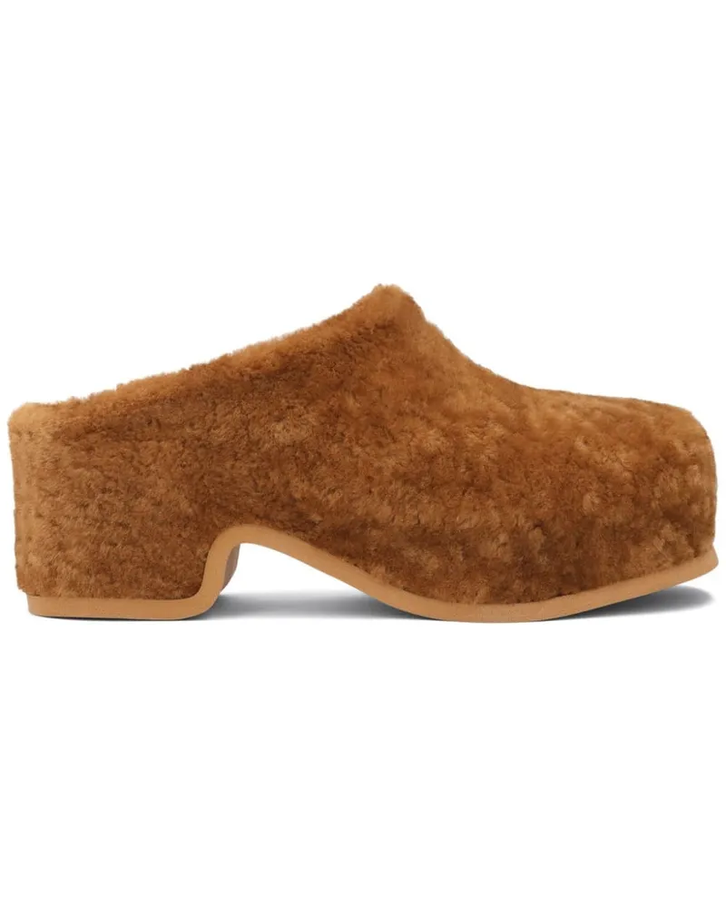 Dries van Noten Clogs aus Faux Fur Braun