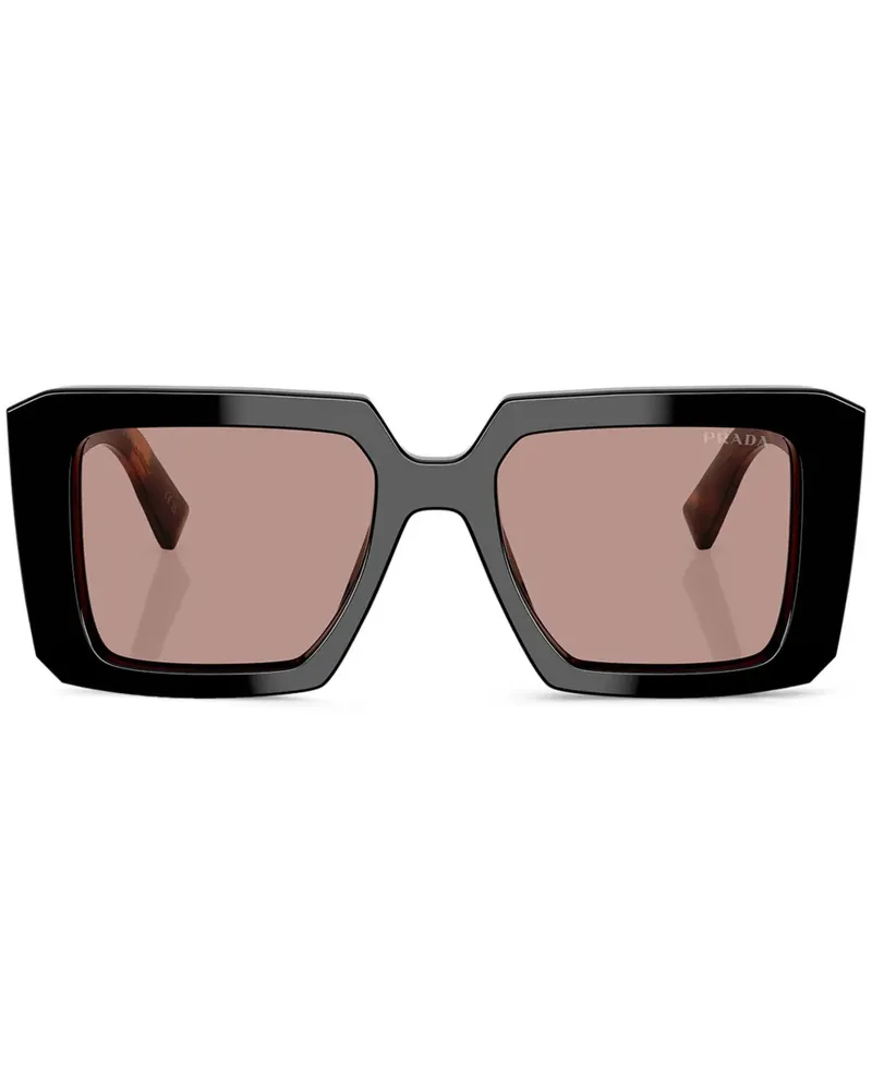 Prada Eckige Sonnenbrille in Schildpattoptik - Schwarz Schwarz