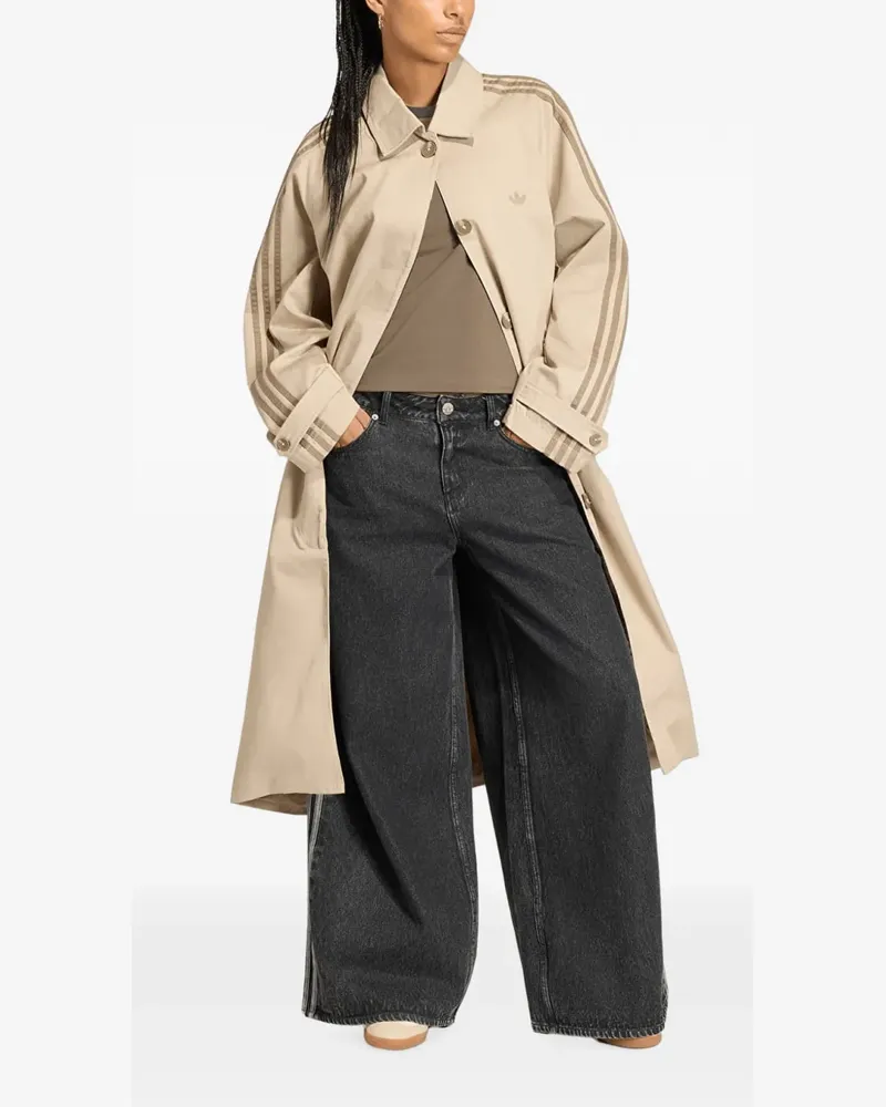 adidas 3-stripe cuff-strap coat - Nude Nude