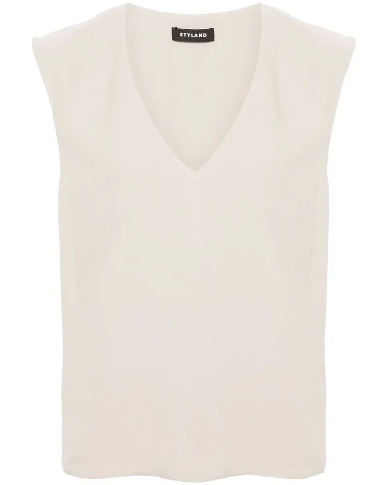 STYLAND Ärmellose Kreppbluse - Nude Nude