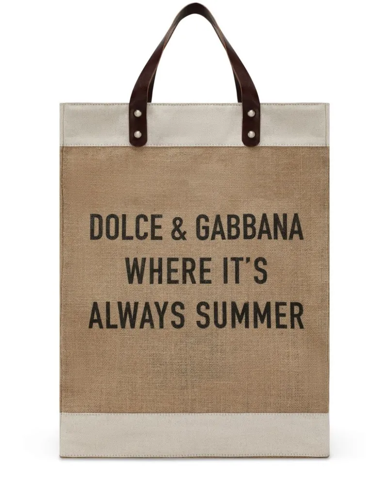 Dolce & Gabbana Shopper mit Logo-Print - Nude Nude