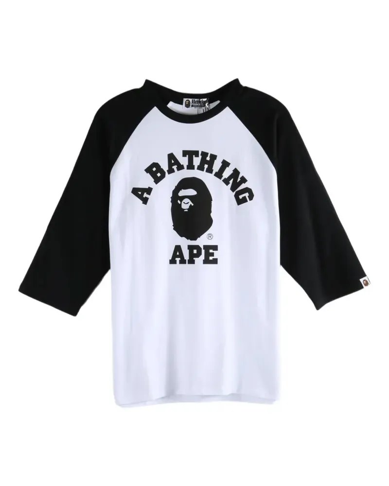 BAPE College logo-print raglan-sleeve T-shirt - Weiß Weiß