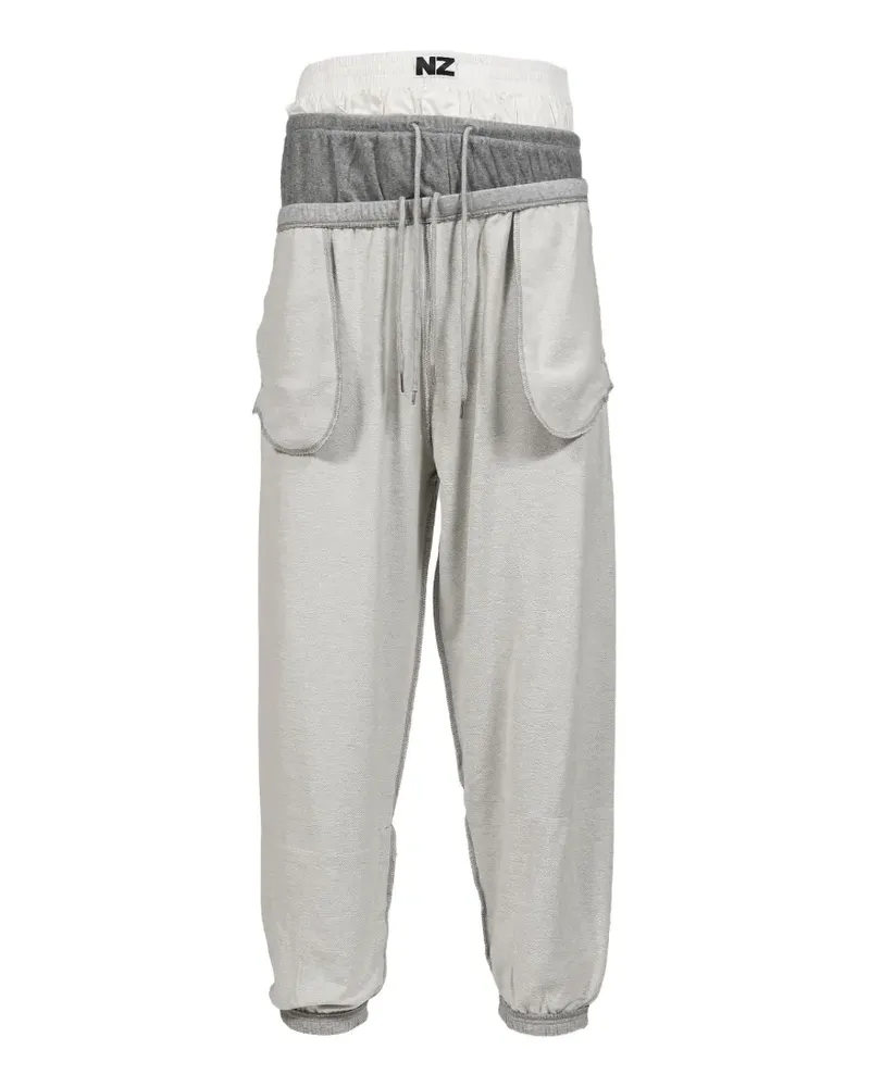 Natasha Zinko layered logo-waistband track pants - Grau Grau