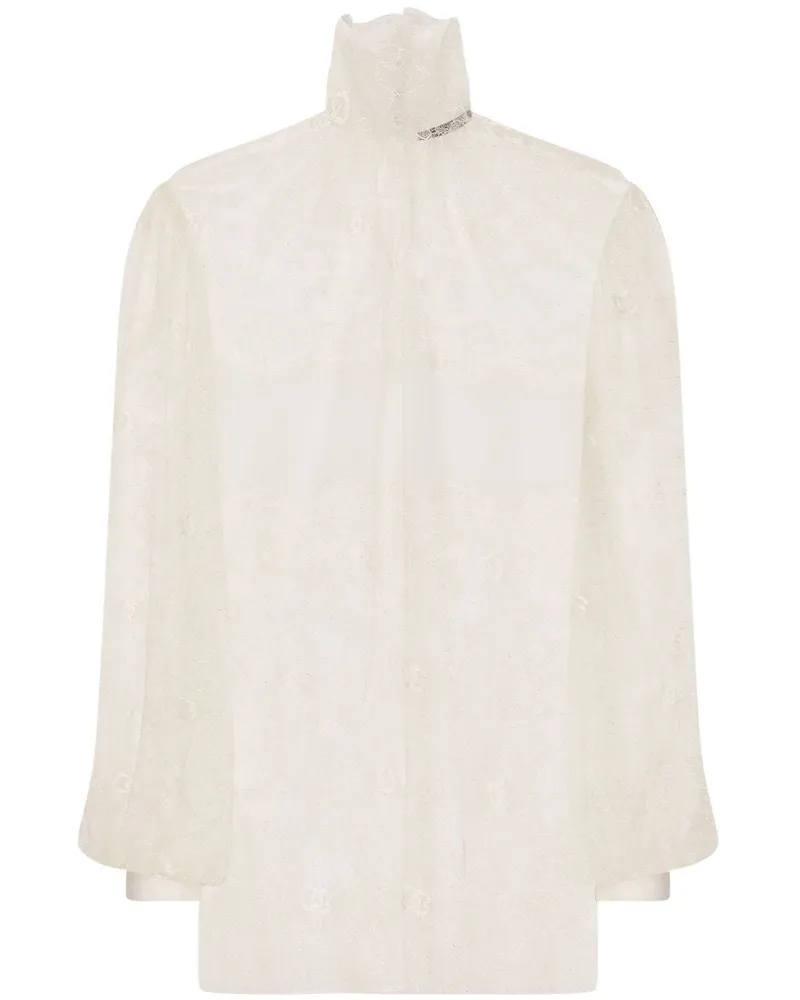 Dolce & Gabbana Semi-transparente Spitzenbluse - Weiß Weiß