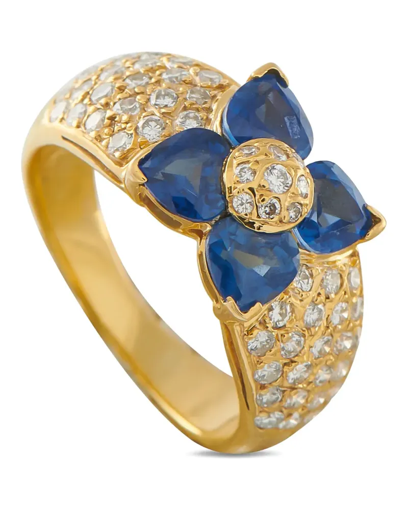 Van Cleef & Arpels flower-motif diamond and sapphire ring - Gold Gold