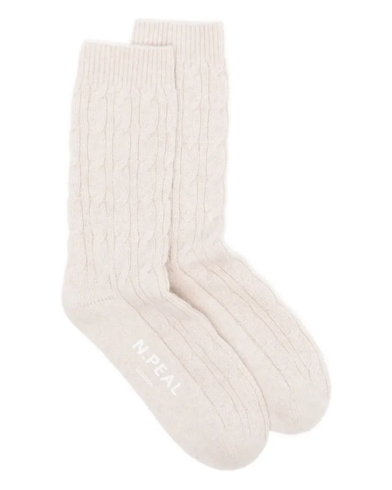 N.Peal Cable House Socken - Nude Nude