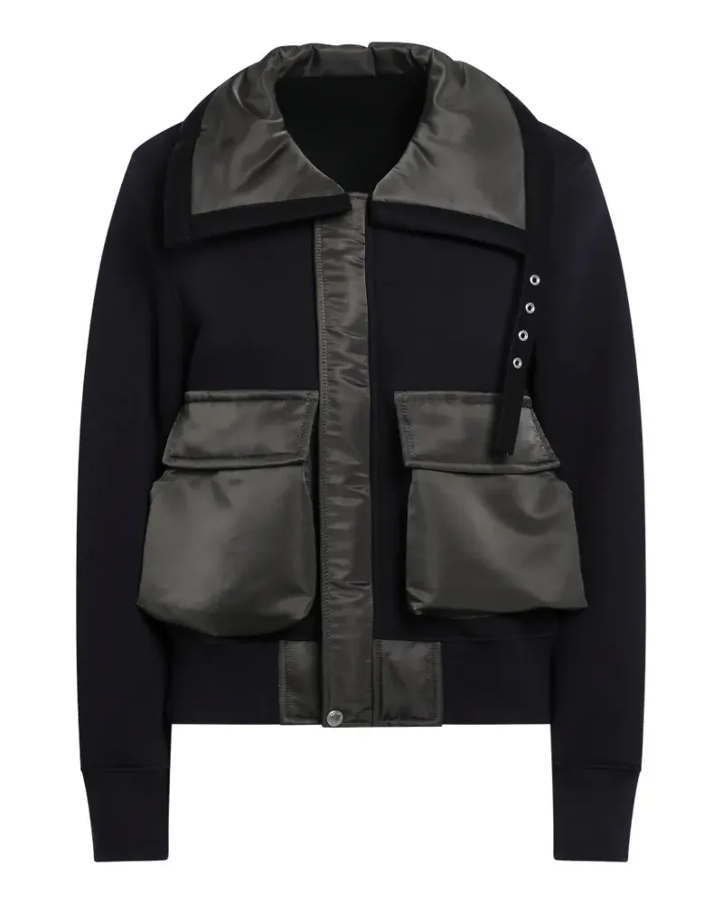 Sacai panelled buckled jacket - Blau Blau