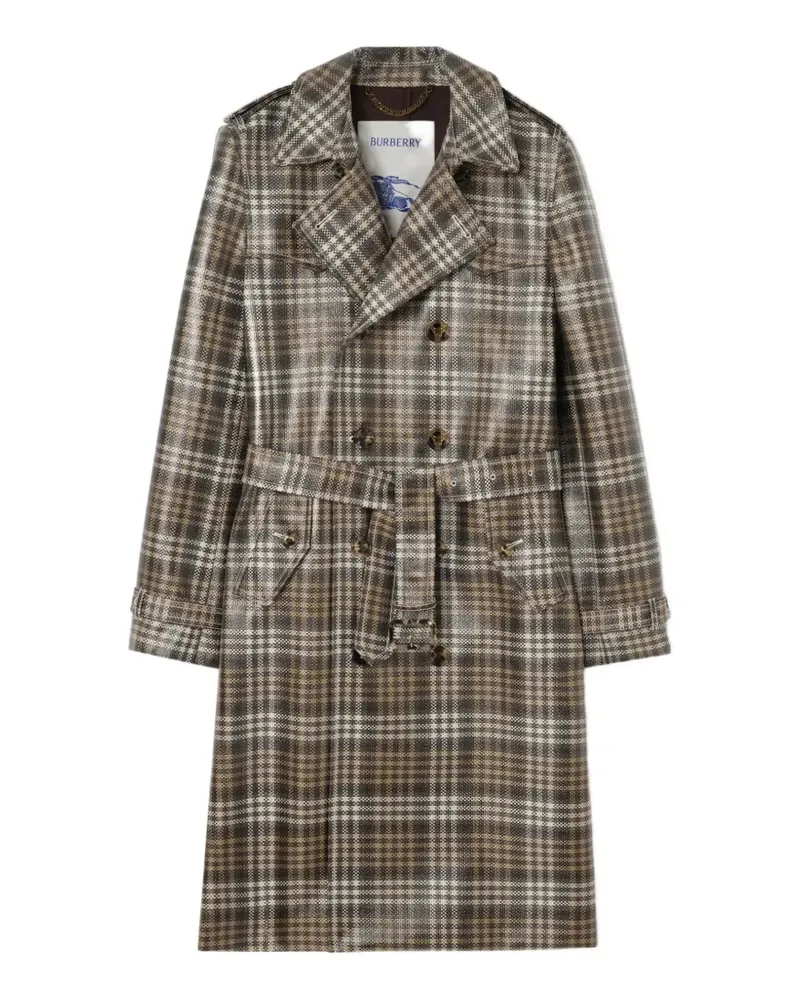 Burberry check belted trench coat - Braun Braun