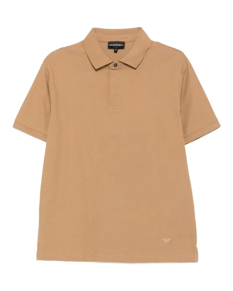 Emporio Armani chevron-knit short-sleeve polo shirt - Nude Nude