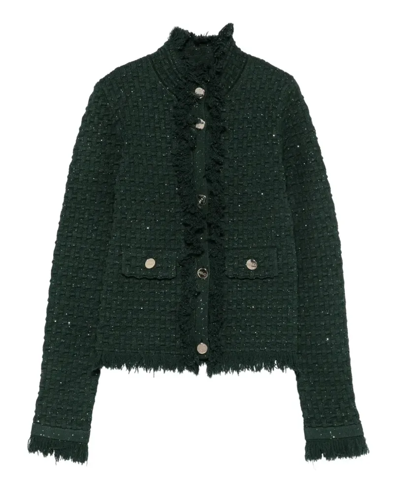 Liu Jo Gerüschter Cardigan aus Bouclé-Strick - Grün Grün