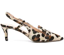 Slingback-Pumps mit Leoparden-Print 70mm - Nude