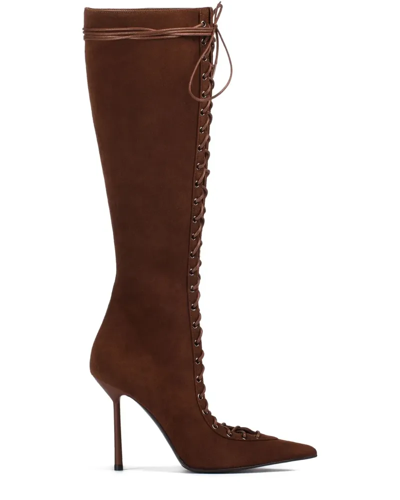 Le Silla Colette Schnürstiefel aus Wildleder 100mm - Braun Braun