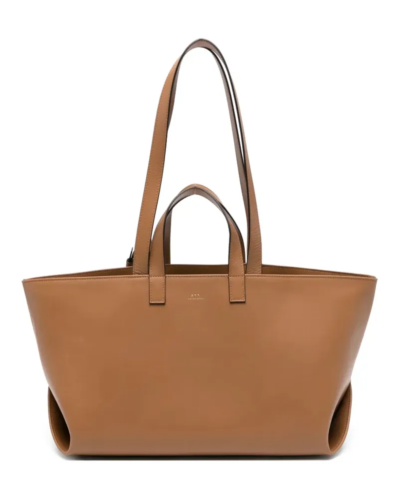 A.P.C. Le Drummer leather tote bag - Nude Nude