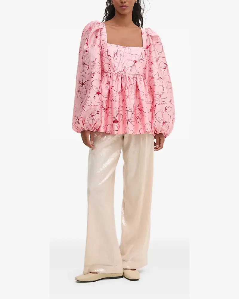 Stine Goya Oberteil mit Ballonärmeln - Rosa Rosa