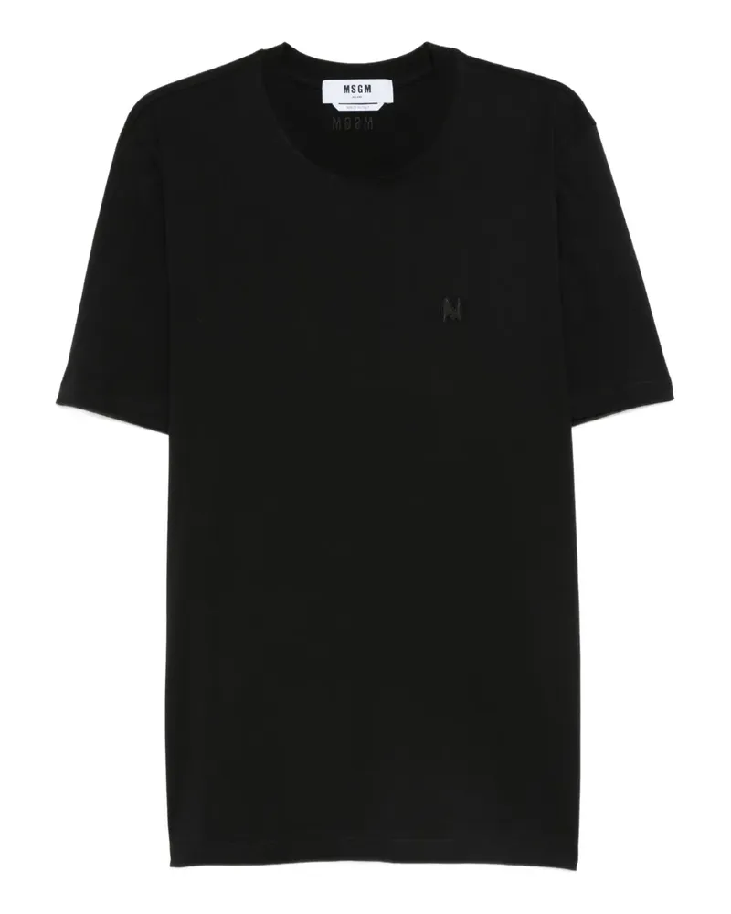MSGM T-Shirt mit Logo-Stickerei - Schwarz Schwarz