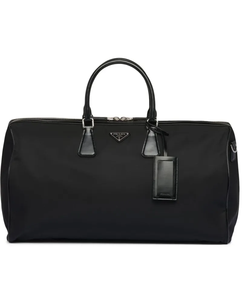 Prada Reisetasche mit Logo-Schild Schwarz