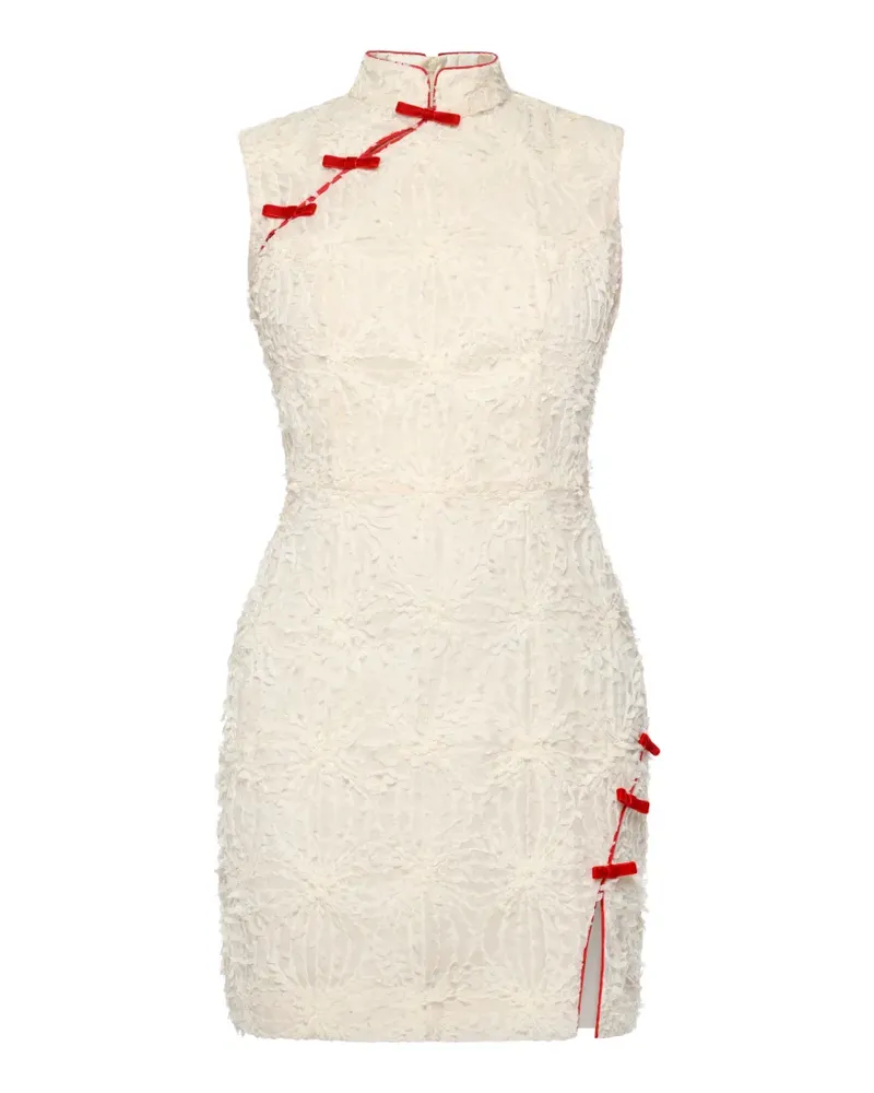 ANOUKI bow-embellished textured mini dress - Nude Nude