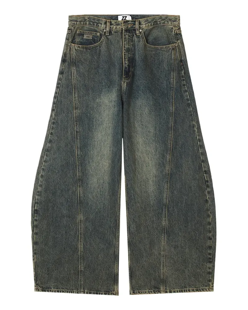 Izzue Wide-Leg-Jeans mit Einsätzen - Blau Blau