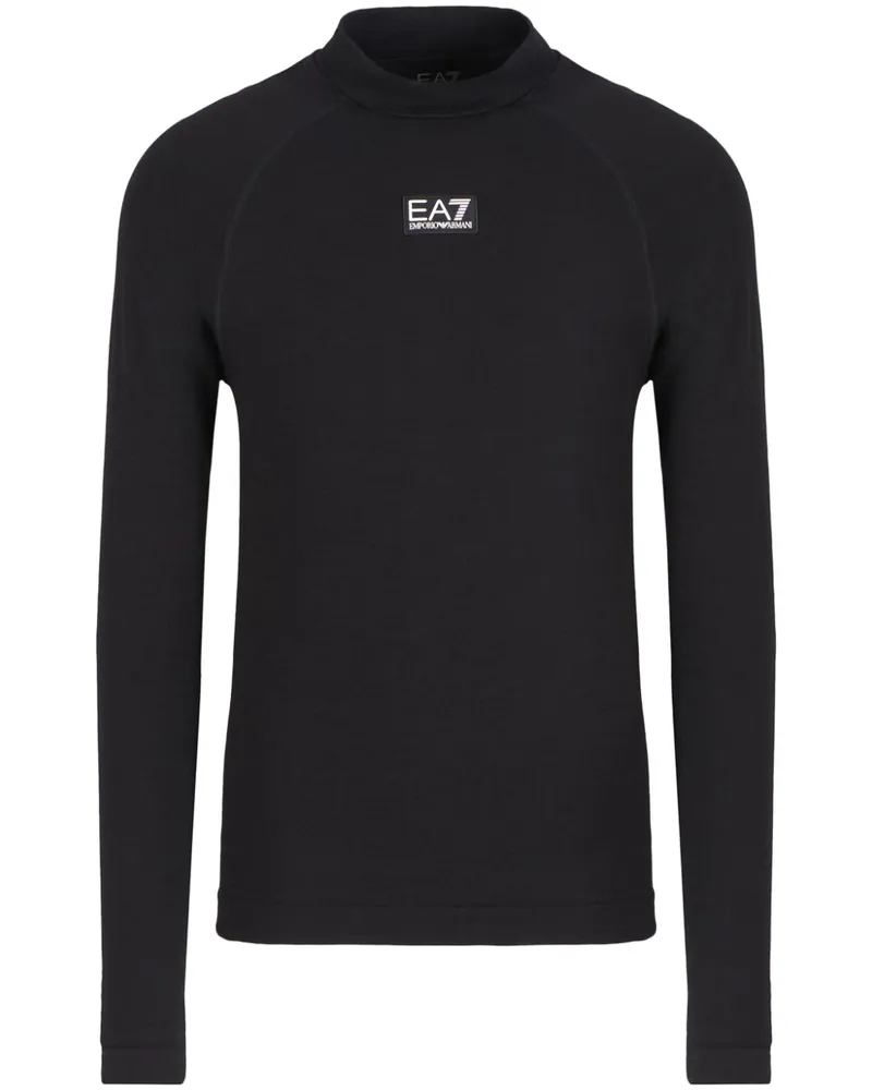 EA7 Sweatshirt mit Logo-Patch - Schwarz Schwarz