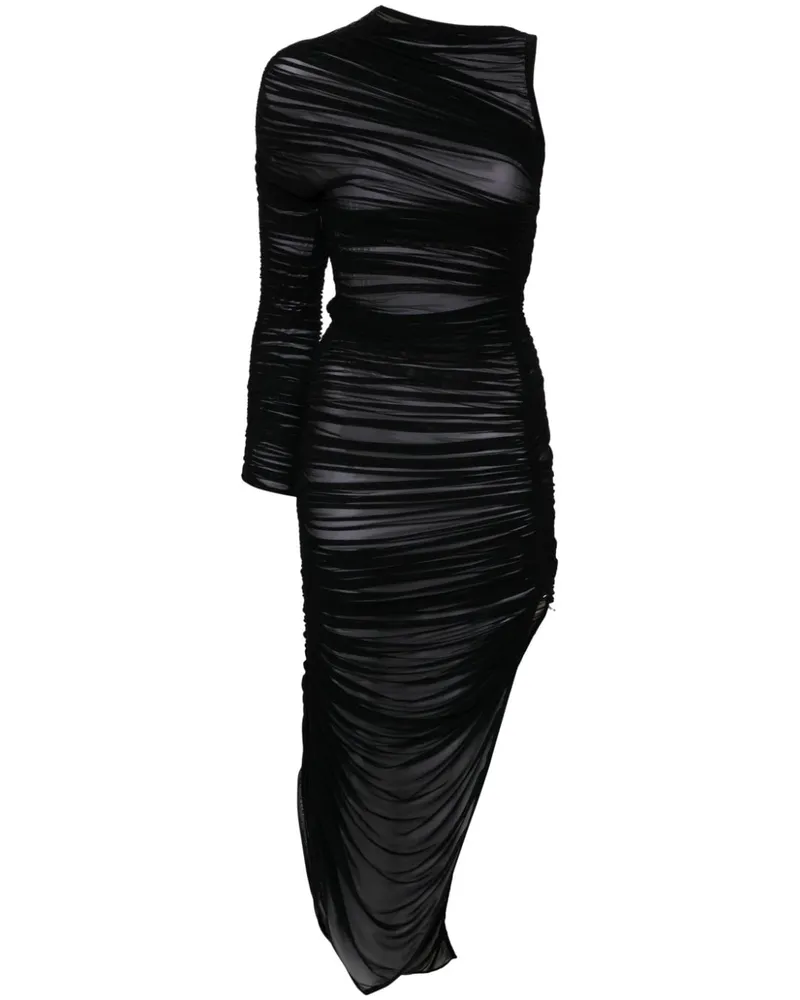 Thierry Mugler Asymmetrisches Kleid mit Raffungen Schwarz