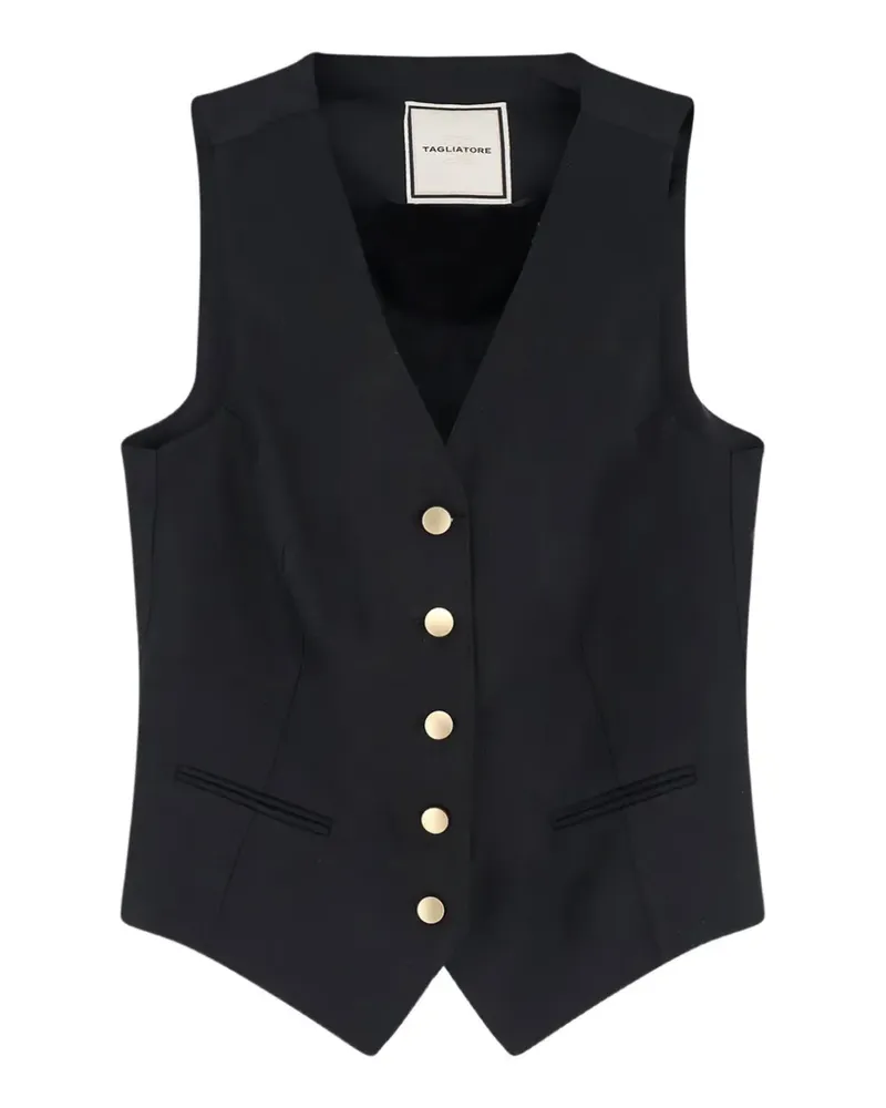 Tagliatore button-front V-neck vest - Schwarz Schwarz