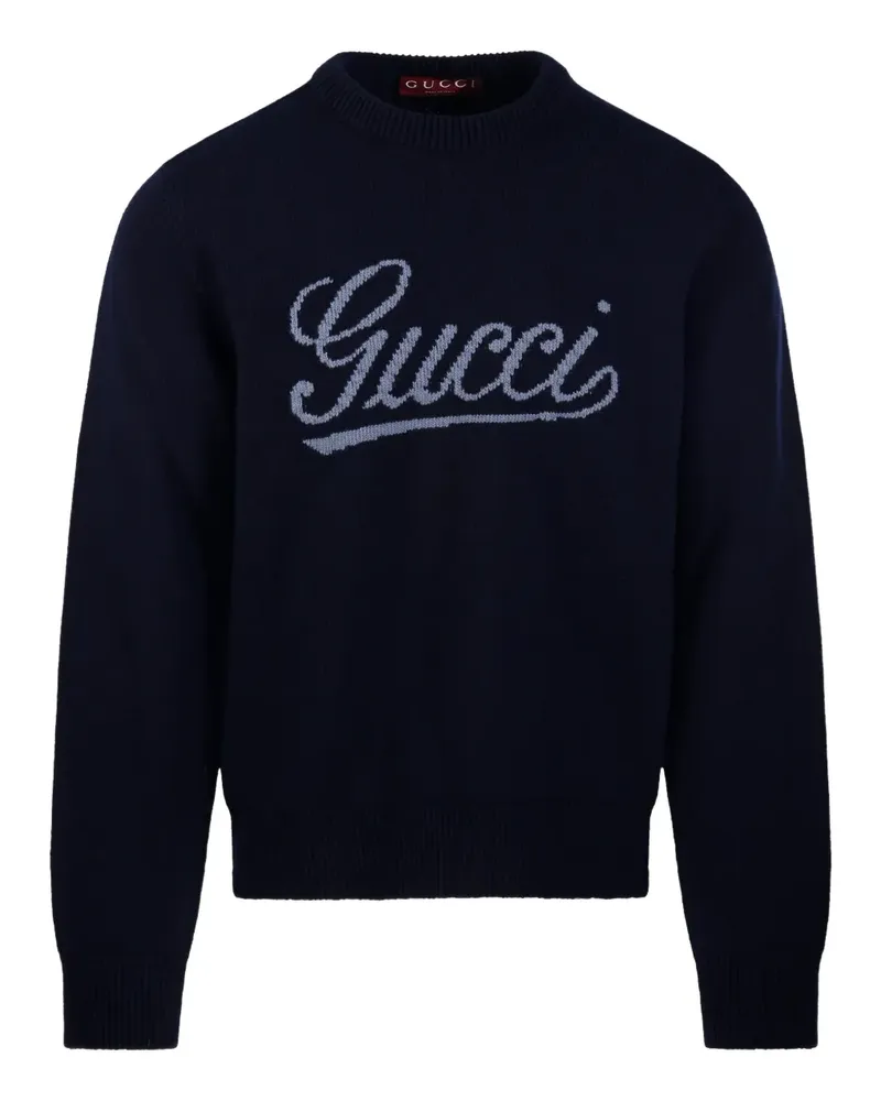 Gucci logo-intarsia sweater - Blau Blau