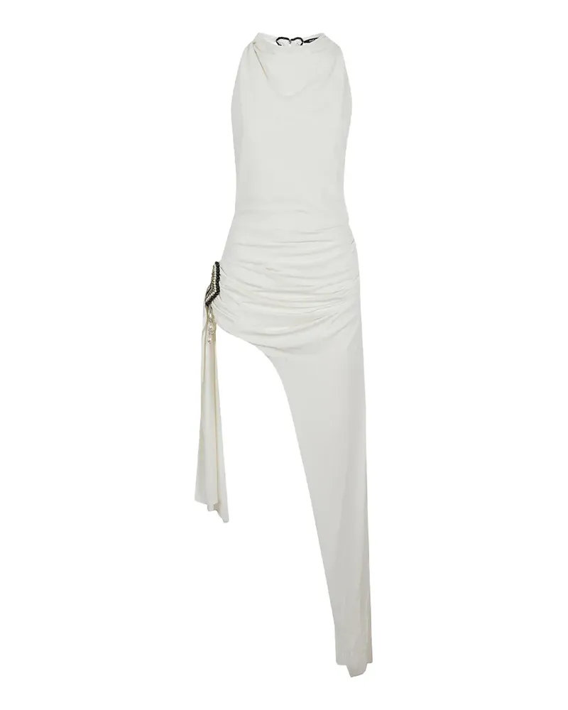 Amen embellished asymmetric-hem dress - Weiß Weiß