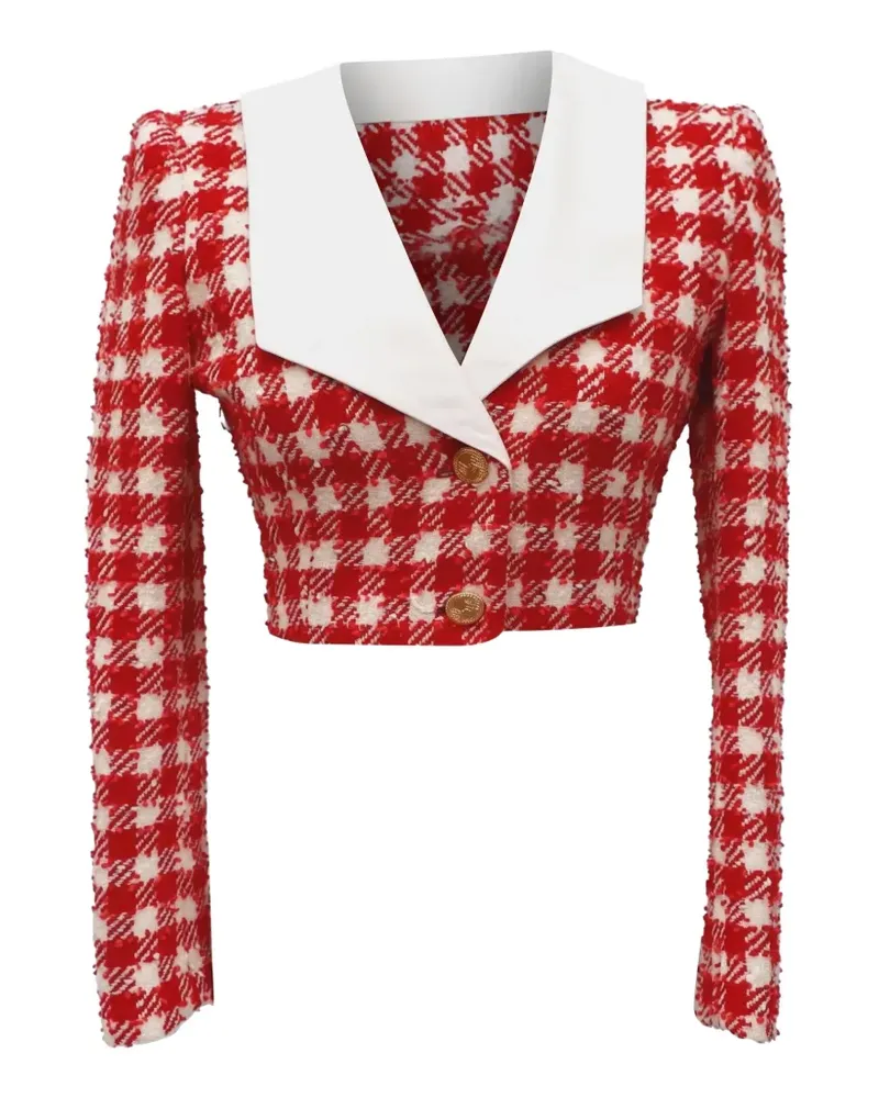 Alessandra Rich Karierte Cropped-Jacke - Rot Rot