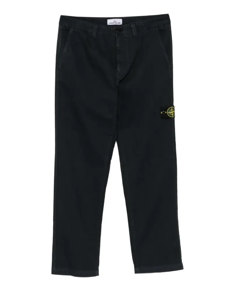 Stone Island logo-patch straight-leg trousers - Schwarz Schwarz