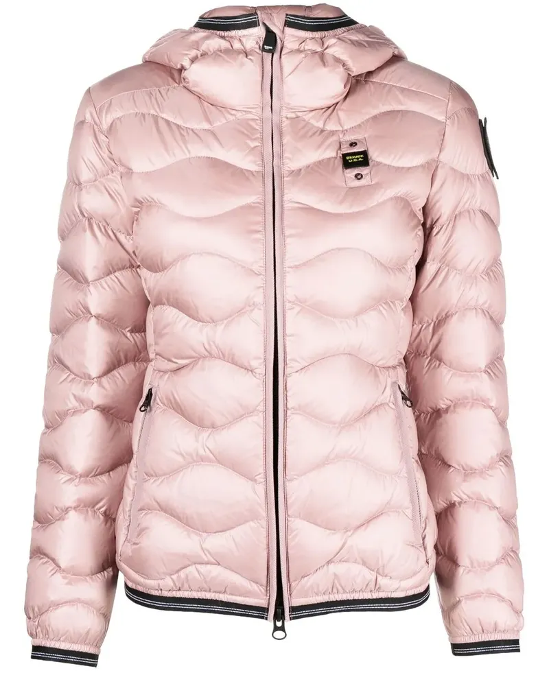 Blauer Gefütterte Jacke mit Logo-Patch - Rosa Rosa