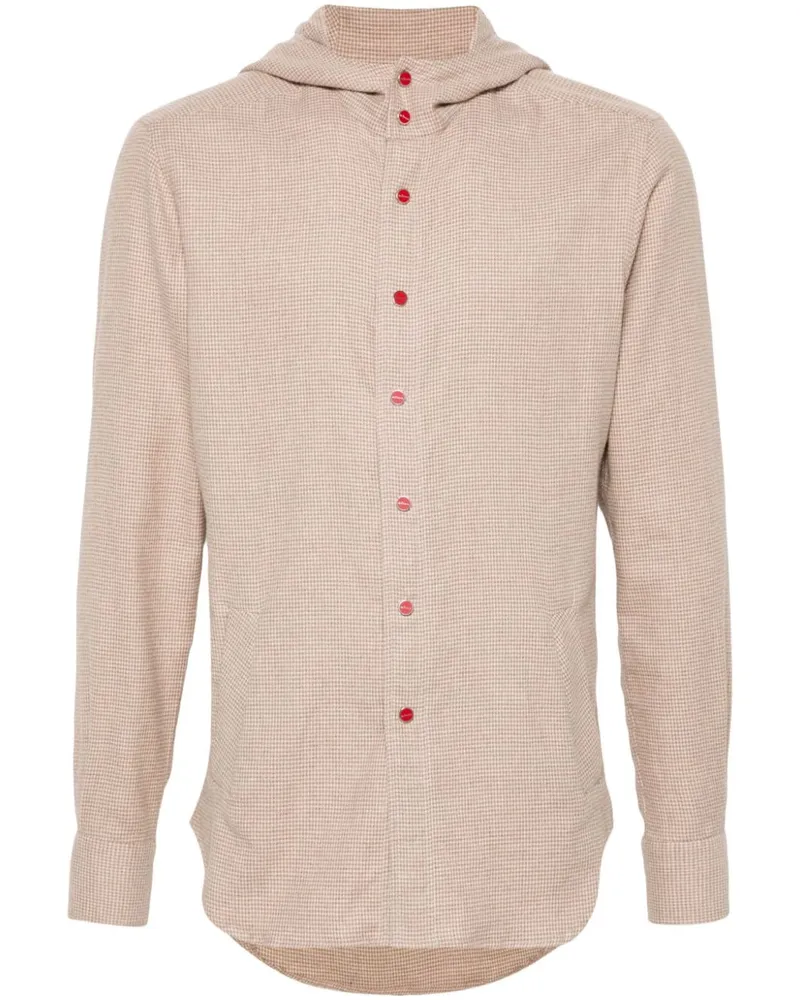Kiton Hoodie mit Hahnentrittmuster - Nude Nude