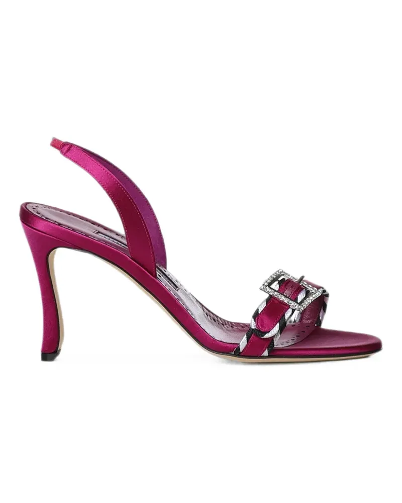 Manolo Blahnik crystal-buckle slingback sandals - Rosa Rosa