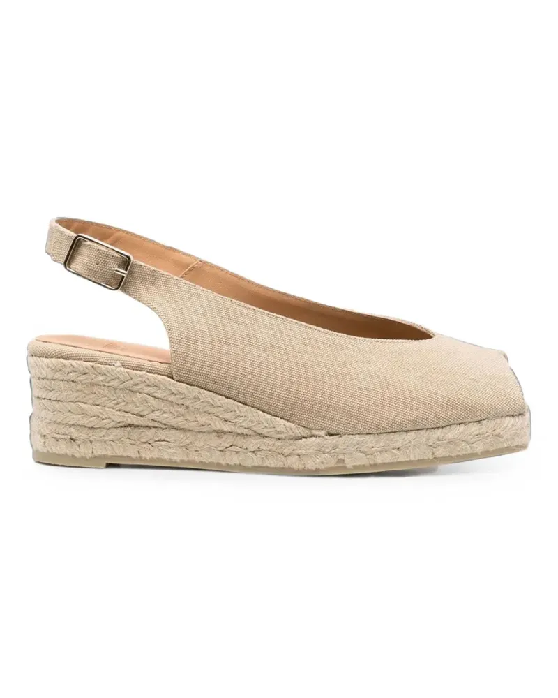 Castañer Wedge-Sandalen mit Bastsohle - Nude Nude