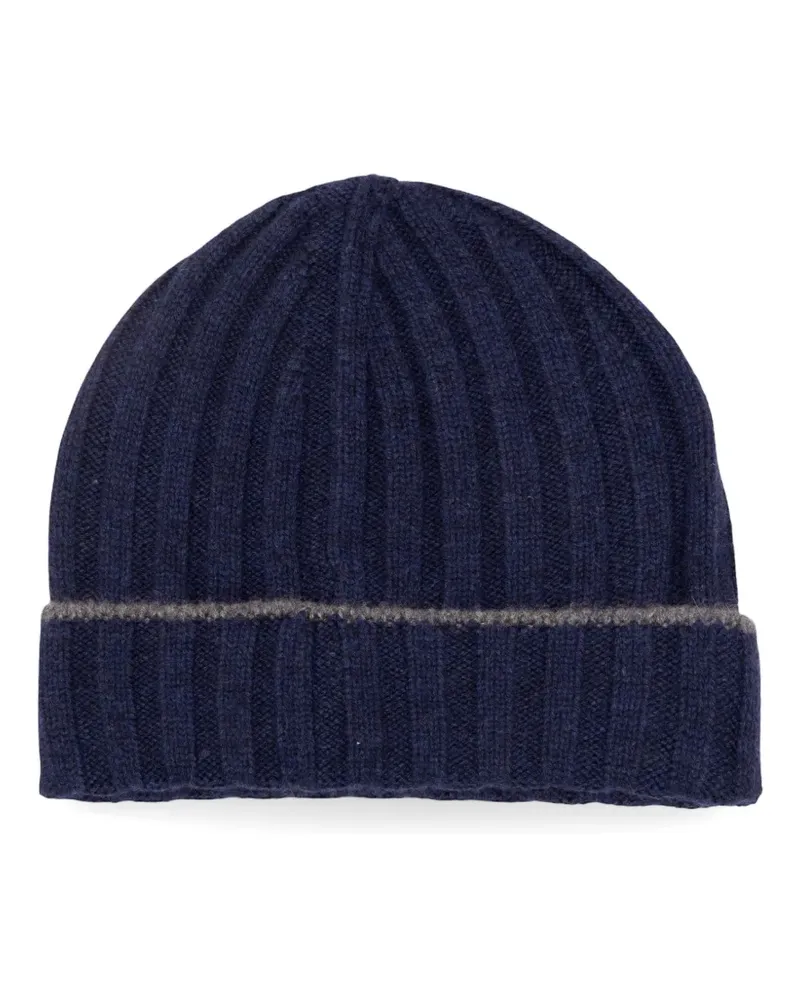 Brunello Cucinelli ribbed-knit cashmere beanie hat - Blau Blau