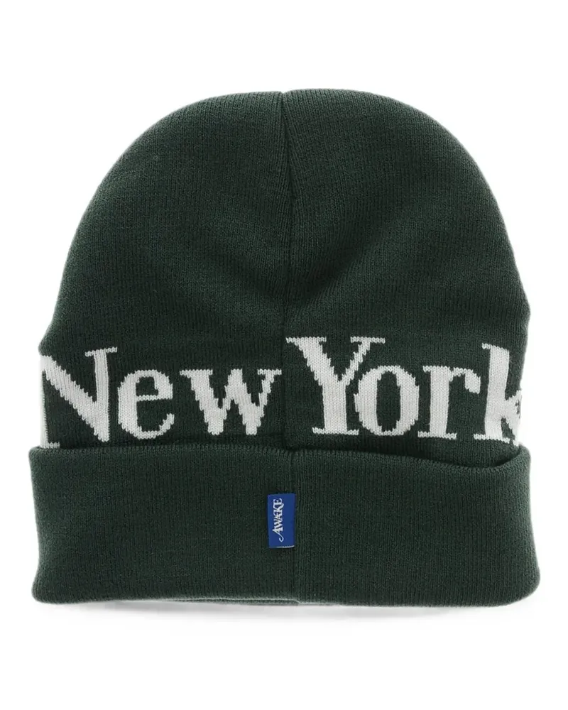 AWAKE NY Beanie mit Jacquard-Logo - Grün Grün