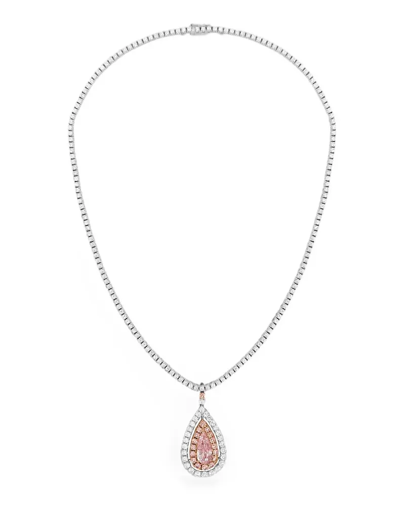 HYT Jewelry Halskette mit rosa und weißen Diamanten - Silber Silber