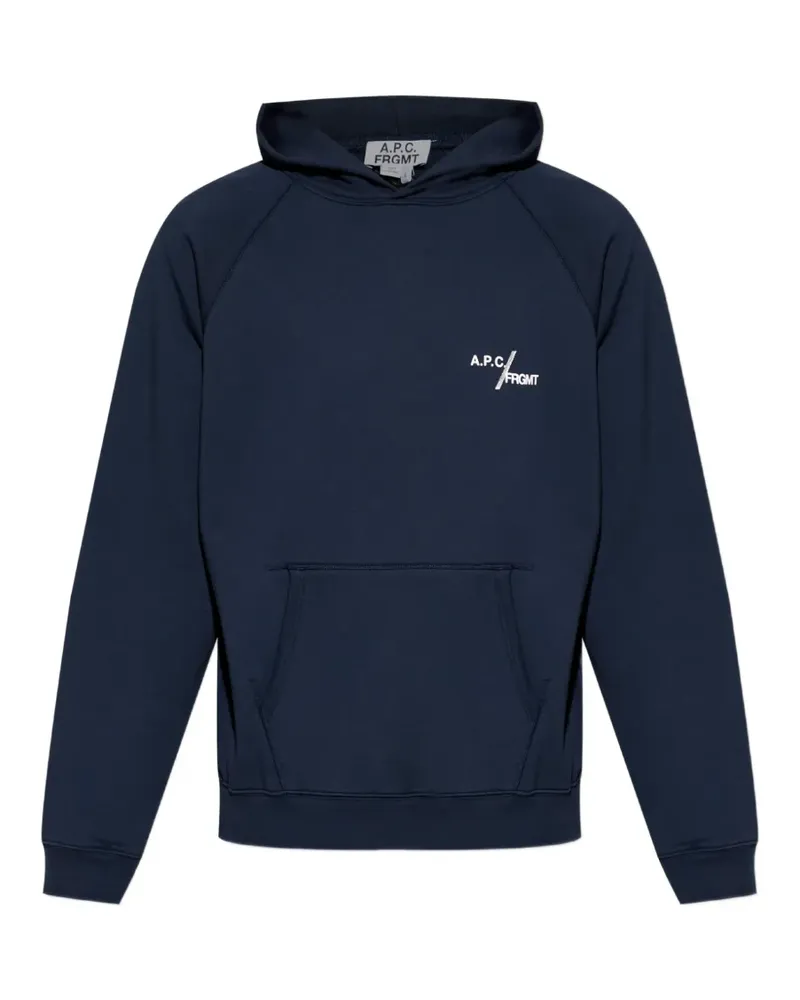 A.P.C. x FRGMT logo-print raglan-sleeve hoodie - Blau Blau