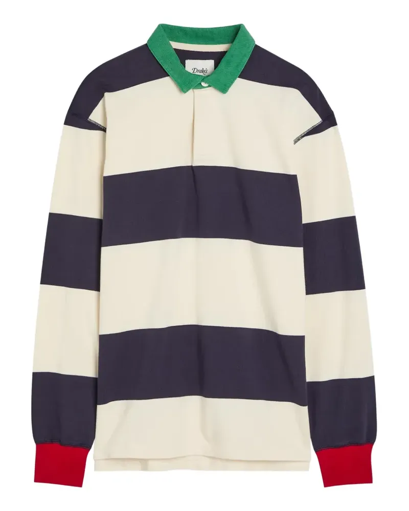 Drake's striped long-sleeve polo shirt - Nude Nude