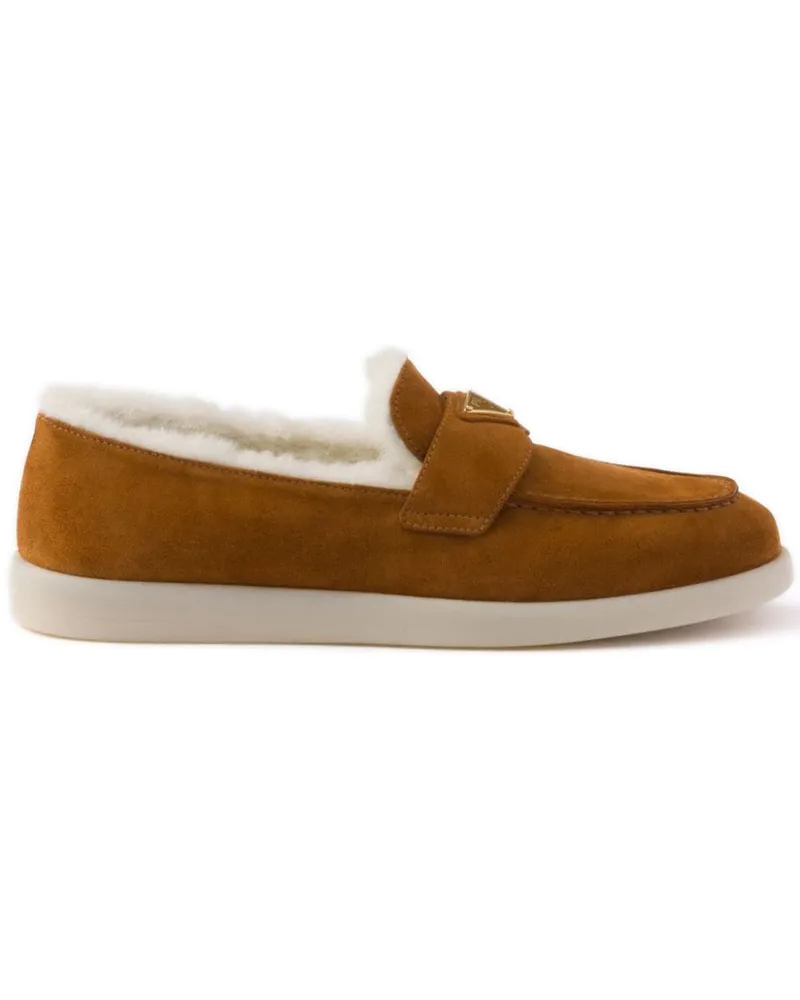 Prada Loafer aus Wildleder und Shearling - Braun Braun