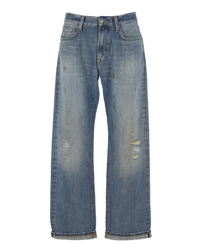 Roy Roger's distressed straight-leg jeans - Blau Blau