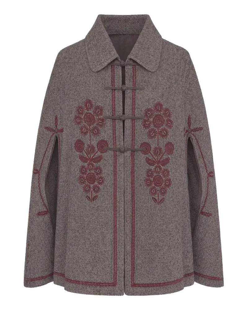 Antik Batik floral-embroidered cape - Grau Grau