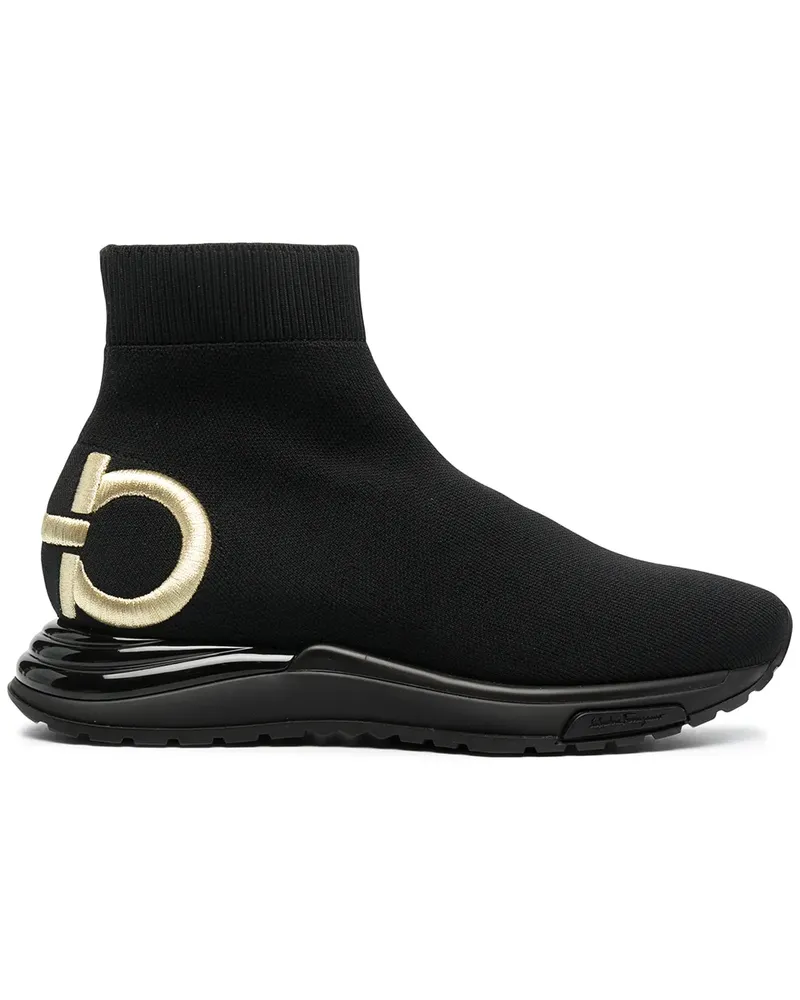 Ferragamo Sneakers mit Gancini-Detail - Schwarz Schwarz