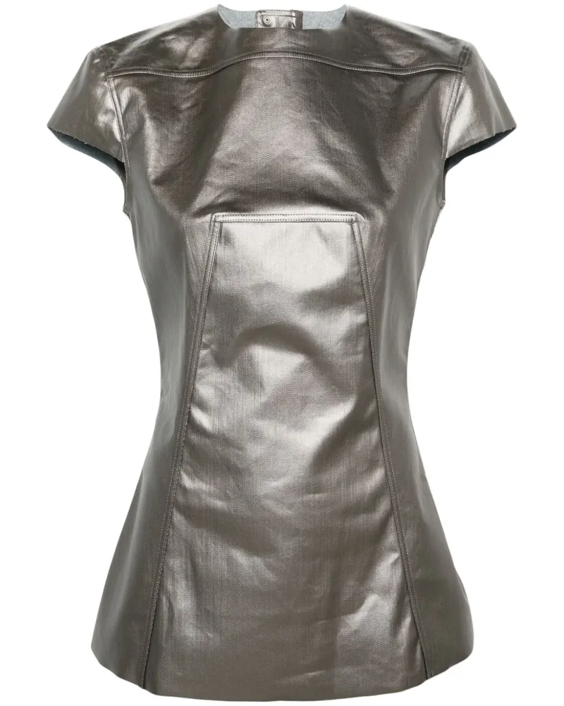 Rick Owens Edfu SS T-Shirt im Metallic-Look - Silber Silber